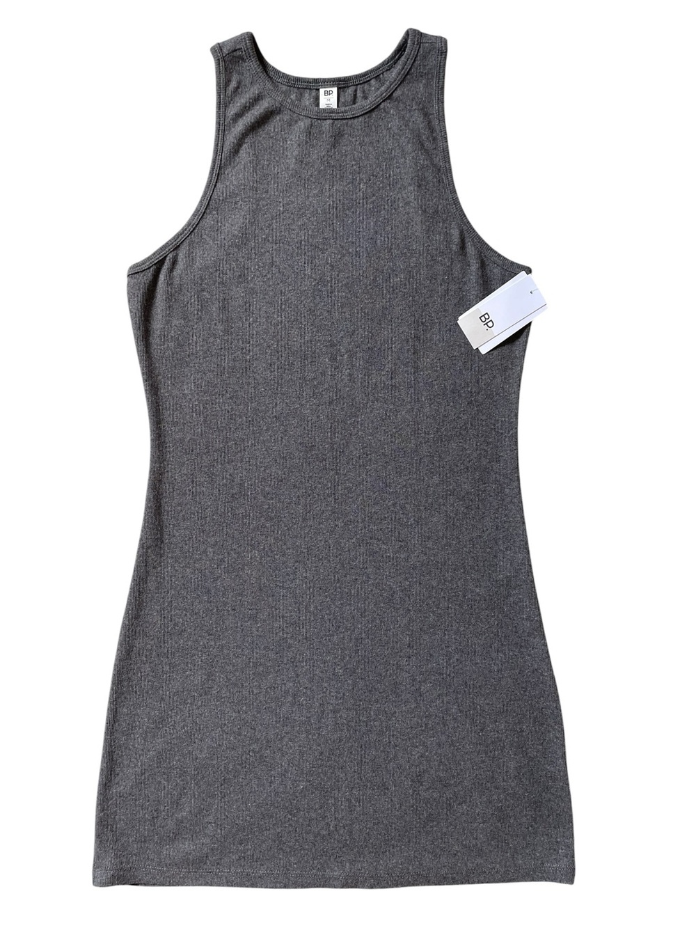 bp Charcoal Gray Ribbed Tank Mini Dress Racer Back